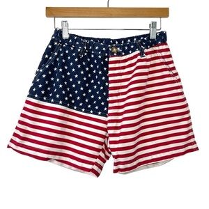 CHUBBIES Mens The Mericas Shorts Sz Small Red White Blue 5" Inseam USA Flag